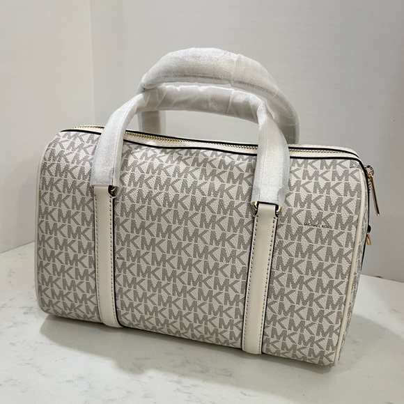 Michael Kors Cream Monogram Satchel - Picture 4 of 16